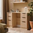 Java Fluted Dressing Table - 6 Drawer - Double - Natural and Nebraska