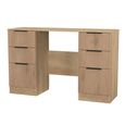 Java Fluted Dressing Table - 6 Drawer - Double - Natural and Nebraska