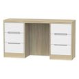Monaco Dressing Table - Double - 6 Drawer - White Matt and Oak