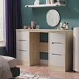 Monaco Dressing Table - Double - 6 Drawer - Cashmere Matt and Oak