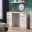 Monaco Dressing Table - Double - 6 Drawer - White Gloss and Cashmere