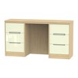 Monaco Dressing Table - Double - 6 Drawer - Cream Gloss and Light Oak
