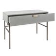 Lilly Dressing Table - 1 Drawer - Chevron - Soft Grey and Bronze - Wood and Metal