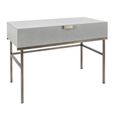 Lilly Dressing Table - 1 Drawer - Chevron - Soft Grey and Bronze - Wood and Metal