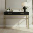 Tulip Dressing Table - 2 Drawer - Wenge Black and Gold - Wood and Metal