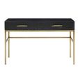 Tulip Dressing Table - 2 Drawer - Wenge Black and Gold - Wood and Metal
