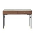 Willow Dressing Table - 2 Drawer - Tobacco Walnut and Beige - Wood and Marble Effect