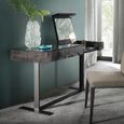Heritage Dressing Table - 1 Drawer - with Lift Up Mirror - Dark Velvet Birch High Gloss and Black