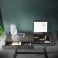 Heritage Dressing Table - 1 Drawer - with Lift Up Mirror - Dark Velvet Birch High Gloss and Black