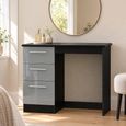 Knightsbridge Grey Gloss and Black 3 Drawer Single Dressing Table thumbnail