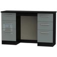 Knightsbridge Grey Gloss and Black 6 Drawer Double Dressing Table thumbnail 2