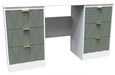 Las Vegas Dressing Table - Double - 6 Drawer - White and Green