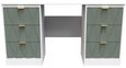 Las Vegas Dressing Table - Double - 6 Drawer - White and Green