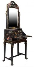 Meerut Dressing Table - with Mirror - Lyre Bird Design - Black