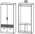 Celle Super Sonoma Oak and Alpine White 91cm 2 Door 4 Drawer Wardrobe thumbnail 3