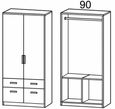 Celle Champagne 91cm 2 Door 4 Drawer Wardrobe thumbnail 3