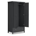 Maine Double Wardrobe - 2 Door - 1 Drawer - Black
