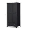Maine Double Wardrobe - 2 Door - 1 Drawer - Black