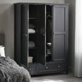 Maine Wardrobe - 3 Door - 2 Drawer - Black