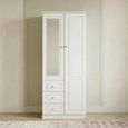 Balmoral Wardrobe - 2 Door - Combi - with 1 Mirror - RHF 3 Drawers - White Gloss
