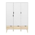 Oslo Wardrobe - 3 Door - 3 Drawer - White and Oak