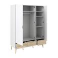 Oslo Wardrobe - 3 Door - 3 Drawer - White and Oak