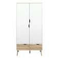 Oslo Wardrobe - 2 Door - 2 Drawer - White and Oak