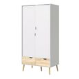 Oslo Wardrobe - 2 Door - 2 Drawer - White and Oak