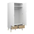 Oslo Wardrobe - 2 Door - 2 Drawer - White and Oak