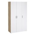 Pepe Wardrobe - 3 Door - Oak and White Gloss