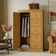 Churchill Wardrobe - 1 Door 5 Drawer - Combination - Waxed Pine