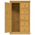 Churchill Wardrobe - 1 Door 5 Drawer - Combination - Waxed Pine