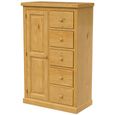 Churchill Wardrobe - 1 Door 5 Drawer - Combination - Waxed Pine