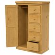 Churchill Wardrobe - 1 Door 5 Drawer - Combination - Waxed Pine