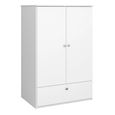 Clearance - Steens For Kids Wardrobe - 2 Door 1 Drawer - White - A543