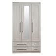 York Wardrobe - 3 Door - Tall - Combi - 1 Mirror - Cashmere
