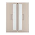 York Wardrobe - 4 Door - Tall - Mirror - Cashmere
