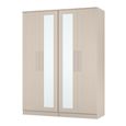 York Wardrobe - 4 Door - Tall - Mirror - Cashmere