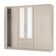 York Wardrobe - 6 Door - Tall - Mirror - Combi - Cashmere