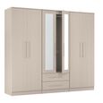 York Wardrobe - 6 Door - Tall - Mirror - Combi - Cashmere