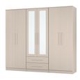 York Wardrobe - 6 Door - Tall - Mirror - Combi - Cashmere