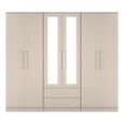 York Wardrobe - 6 Door - Tall - Mirror - Combi - Cashmere