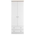 Sussex Wardrobe - 2 Door - 2 Drawer - Double - White and Oak
