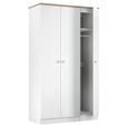 Sussex Wardrobe - 3 Door - Tall - 1 Mirror - Triple - White and Oak