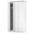 Sussex Wardrobe - 3 Door - Tall - 1 Mirror - Triple - White and Oak