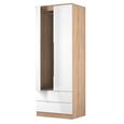 Milan Wardrobe - 2 Door - 2 Drawer - Double - White Gloss and Oak