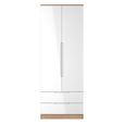 Milan Wardrobe - 2 Door - 2 Drawer - Double - White Gloss and Oak