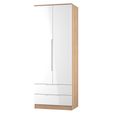 Milan Wardrobe - 2 Door - 2 Drawer - Double - White Gloss and Oak