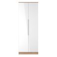 Milan Wardrobe - 2 Door - Plain - Tall - White Gloss and Oak