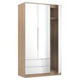 Milan Wardrobe - 3 Door - 1 Mirror - LHF 2 Drawer - Tall - Combi - White Gloss and Oak